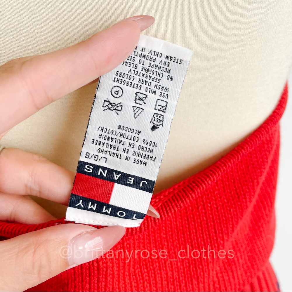 VINTAGE Y2K Tommy Jeans Tommy Girl Knit Halter Red White & Blue - Picture 4 of 7